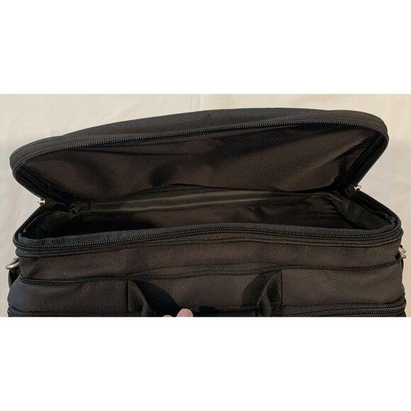 Eddie Bauer Black Nylon Laptop Bag Adjustable Strap Multiple Compartments Padded - Picture 5 of 14